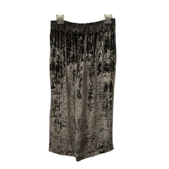 Madewell brown velvet silk blend wide leg crop pants size Small - Picture 2 of 9